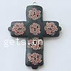 Polymer Clay Jewelry Pendants, Cross, with flower pattern Approx 2mm 
