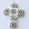 Polymer Clay Jewelry Pendants, Cross, with flower pattern, white Approx 2mm 