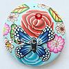 Polymer Clay Jewelry Pendants, Flat Round, with flower pattern Approx 1mm 