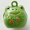Brass Jingle Bell for Christmas Decoration, Frog, enamel, green, lead & cadmium free Approx 2.5mm 