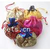 Satin Jewelry Pouches Bags, Rectangle, with flower pattern, mixed colors, 11 X10.5cm 