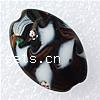 Black and White Style Lampwork Glass Beads, Flat oval Approx 2.5MM 