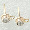 Brass Earring Stud Component, stainless steel post pin, plated, with loop & with rhinestone Approx 1.5mm 