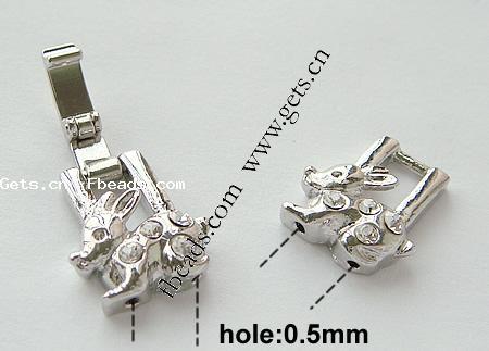 Cinc aleación corchete del relojo, aleación de zinc, Animal, chapado, con diamantes de imitación, más colores para la opción, libre de níquel, plomo & cadmio, 33x13x4mm, agujero:aproximado 0.5mm, Vendido por UD