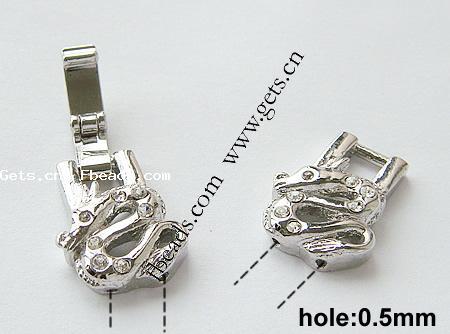 Zinc Alloy Watch Band Clasp, Animal, plated, with rhinestone, more colors for choice, nickel, lead & cadmium free, 34x12x3.5mm, Hole:Approx 0.5mm, Sold By PC