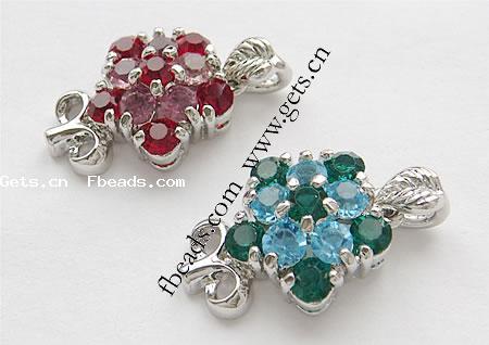 Zinc Alloy Flower Pendants, plated, with rhinestone, more colors for choice, cadmium free, 20x15x7mm, Sold By PC