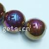 Bunte versilbert Porzellan Perlen, rund, bunte Farbe plattiert, großes Loch, 18mm, Bohrung:ca. 3mm, verkauft von PC