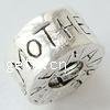Zinc Alloy Message European Beads, Rondelle, word mom, plated, with letter pattern & without troll Approx 4mm 