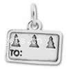 Sterling Silver Christmas Pendants, 925 Sterling Silver, Rectangle, plated, with letter pattern 