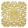 Filigree Brass Stampings, Square, plated, hollow 