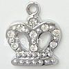 Zinc Alloy Crown Pendants, plated, with rhinestone cadmium free Approx 2mm 