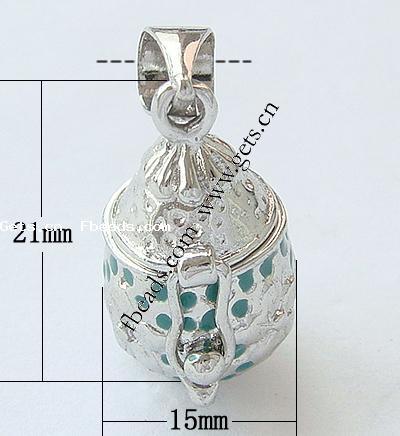 Zinc Alloy European Prayer Box Pendants, plated, enamel, more colors for choice, 21x15x16mm, Hole:Approx 4mm, Sold By PC