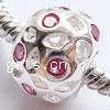 Rhinestone Sterling Silver European Beads, with 925 Sterling Silver, Rondelle, plated, without troll Approx 5.5mm 