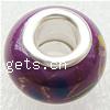 Brass Core European Porcelain Beads, with Brass, Rondelle, without troll, purple Approx 5mm 
