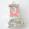 Enamel Sterling Silver European Beads, 925 Sterling Silver, Elephant, plated, without troll Approx 5mm 