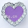Zinc Alloy Slide Charm, with Rhinestone & enamel, Heart, plated, enamel & with rhinestone, purple 