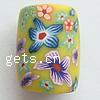 Tube Polymer Clay Beads, with flower pattern Approx 2mm 