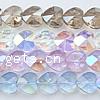 Abalorios de Cristal Imitación de Swarovsky, Corazón, chapado en color AB, facetas, más colores para la opción, 14x14x9mm, agujero:aproximado 1mm, longitud:26 Inch, 50PCs/Sarta, Vendido por Sarta