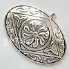 Zinc Alloy Flat Oval Pendants, plated, with flower pattern Approx 1mm 