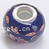 Brass Core European Porcelain Beads, porcelaine, avec laiton, rondelle, sans filetage & décalque, couleur bleu foncé Environ 5.5mm Vendu par sac