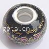 Brass Core European Porcelain Beads, with Brass, Rondelle, without troll & decal, black Approx 5.5mm 