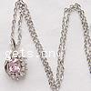 Zinc Alloy Cubic Zirconia Necklace, with Zinc Alloy, oval chain & with rhinestone Inch 