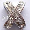 Rhinestone Zinc Alloy European Beads, Letter X, plated, with Mideast rhinestone & without troll Approx 4mm 