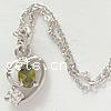 Zinc Alloy Cubic Zirconia Necklace, with Zinc Alloy, Heart, oval chain Inch 