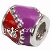 Enamel Zinc Alloy European Beads, Tube, plated, with Mideast rhinestone & without troll & large hole Approx 4.5-5mm 