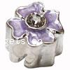 Enamel Zinc Alloy European Beads, Flower, plated, with Mideast rhinestone & without troll & large hole Approx 4.5-5mm 