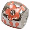 Enamel Zinc Alloy European Beads, Drum, plated, with Mideast rhinestone & without troll & large hole Approx 4.5-5mm 