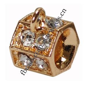 Zinc Alloy Bail Beads, Drum, plated, without troll & with rhinestone, more colors for choice, 7x8mm, Hole:Approx 4.5-5mm, Sold By PC