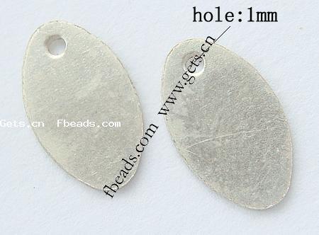 Sterling Silver Tag, 925 Sterling Silver, Oval, plated, more colors for choice, 11x6x0.5mm, Hole:Approx 1mm, Sold By PC