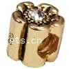 Rhinestone Zinc Alloy European Beads, Flower, plated, with Mideast rhinestone & without troll Approx 4.5-5mm 