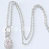 Zinc Alloy Cubic Zirconia Necklace, with Zinc Alloy, Oval, oval chain & with rhinestone Inch 