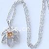 Zinc Alloy Cubic Zirconia Necklace, with Zinc Alloy, Leaf, oval chain Inch 