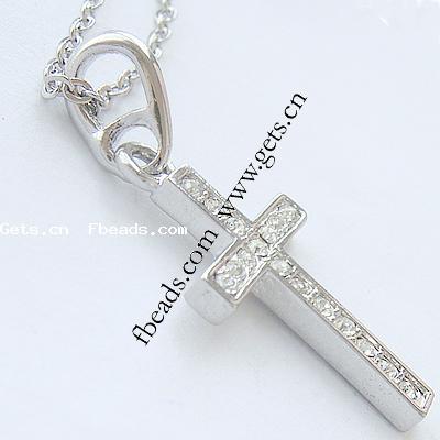 Zinc Alloy Cross Pendants, plated, with rhinestone, more colors for choice, 23x14x2.5mm, Sold By PC