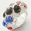 Rhinestone European Beads, with Zinc Alloy, Rondelle, multi-colored Approx 5mm 