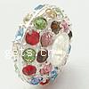 Rhinestone European Beads, with Zinc Alloy, Drum, multi-colored Approx 5.5mm 