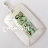 Zinc Alloy Shell Pendants, Mosaic Shell, with Zinc Alloy, Rectangle, platinum color plated Approx 4mm 