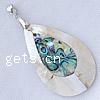 Zinc Alloy Shell Pendants, Mosaic Shell, with Zinc Alloy, Teardrop, platinum color plated Approx 4mm 