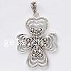 Thailand Sterling Silver Pendants, Flower, with cubic zirconia Approx 4mm 