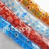 Millefiori Glass Beads, Rectangle, with flower pattern .5-14 Inch 