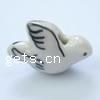 Animal Porcelain Beads, Bird, hand drawing, jade white color Approx 2-3mm 