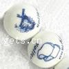 Perles en céramique bleu et blanc 
, porcelaine, Rond, blanc Environ 2-3mm, Vendu par PC