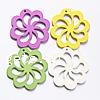 Dyed Wood Pendants, Flower, hollow, mixed colors Approx 2mm, Approx 