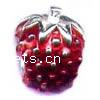 Enamel Sterling Silver European Beads, 925 Sterling Silver, Strawberry, plated, without troll Approx 5mm 