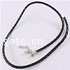 PU Leather Necklace Cord, iron lobster clasp, braided, black, 4mm Approx 18 Inch 