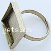 Brass Bezel Ring Base, Square, plated, adjustable Inner Approx US Ring .5 