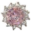 Cubic Zirconia Brooch, with Zinc Alloy, Flower, plated, faceted 